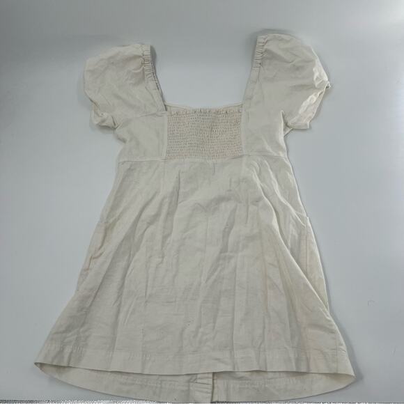 Madewell Cream White Puff Sleeve Mini Dress Linen and Cotton Blend Summer - Picture 8 of 8